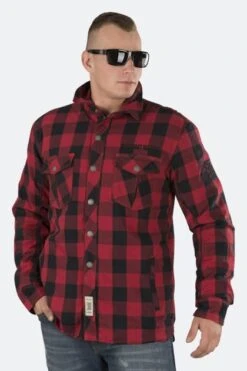 Camicia West Coast Choppers Dominator Aramid Riding Flanel Rosso-Nero