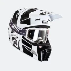 Kit Casco Cross Leatt Moto 3.5 V24 Nero-Bianco Con Maschera