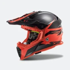 Casco Cross LS2 MX437 Fast Evo Nero-Rosso