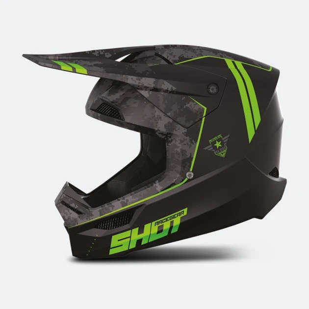 Casco Cross Shot Furious Army Verde 1 Casco Cross Shot Furious Army Verde