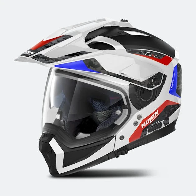 Casco Adventure Nolan N70-2 X Torpedo N-COM Metal Bianco-Rosso-Blu 1 Casco Adventure Nolan N70-2 X Torpedo N-COM Metal Bianco-Rosso-Blu