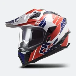 Casco Adventure LS2 MX701 Explorer Atlantis Gloss Bianco-Rosso-Blu