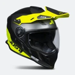 Casco Adventure Just1 J34 Pro Outerspace Nero-Titanio-Giallo Fluo