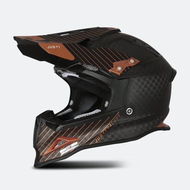 Casco MTB Downhill Just1 J12 Pro 10th Bronzo-Bianco-Nero Carbonio