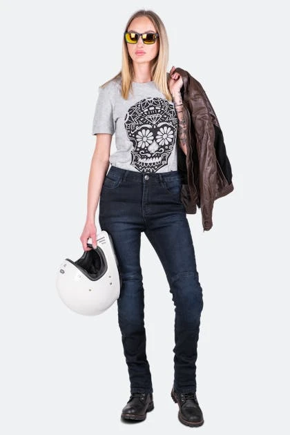 Jeans Moto Donna Course Burnout Rinforzati In Aramide Slim Fit Blu Scuro 10 Jeans Moto Donna Course Burnout Rinforzati In Aramide Slim Fit Blu Scuro - immagine 10