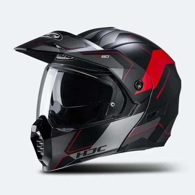 Casco Modulare Adventure HJC C80 Rox MC1SF Nero-Rosso