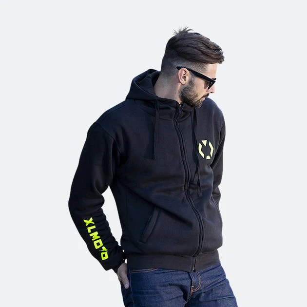 Felpa Con Cappuccio XLMOTO Rinforzata In Aramide Nero-Giallo 2 Felpa Con Cappuccio XLMOTO Rinforzata In Aramide Nero-Giallo - immagine 2